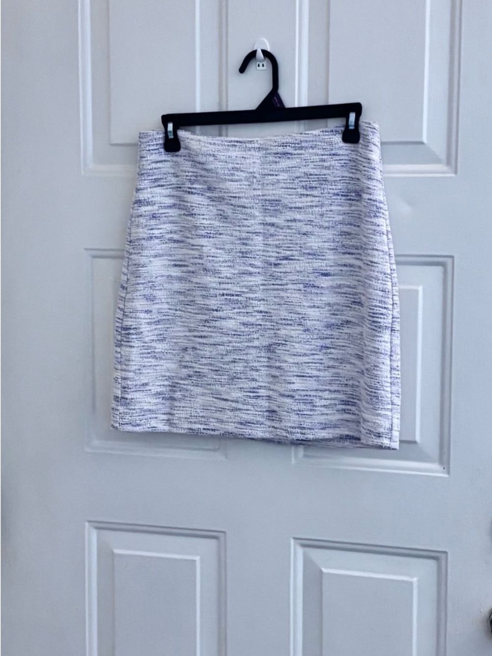 LOFT White and Purple Tweed A-Line Skirt